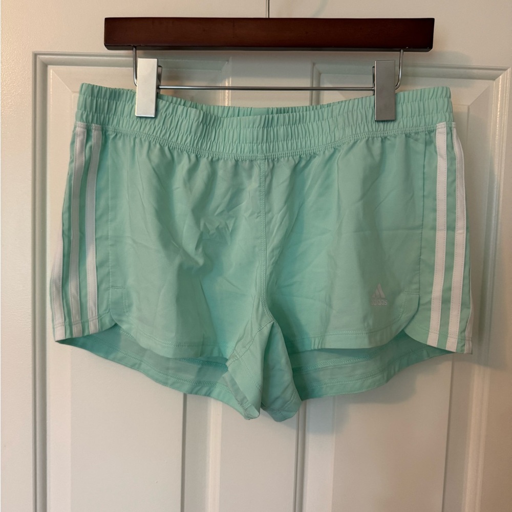 Adidas Green and White Athletic Shorts Relaxed Fit